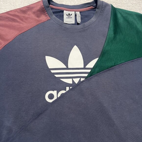 Adidas Originals M Trefoil Bold Club Spliced Tricolor Tee Blue Green Red Shirt - Picture 2 of 13